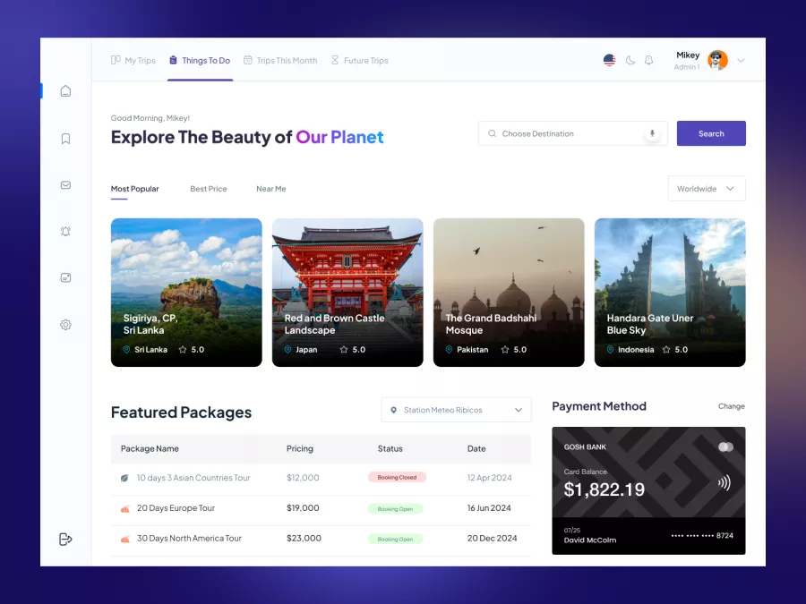 Zaini - Trips and Travel Company Dashboard UI