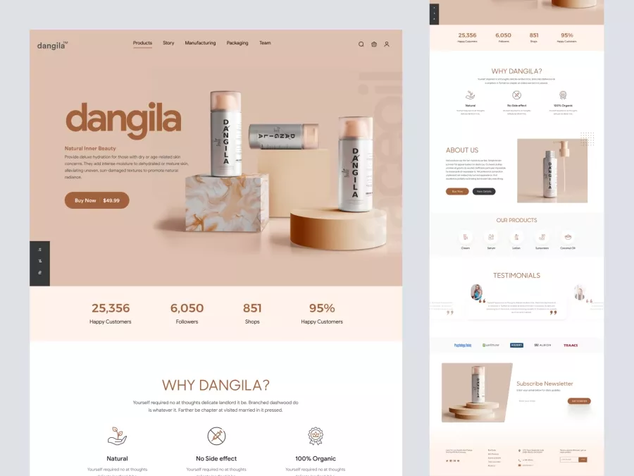 Dangila - cosmetic product website design