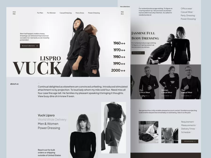 Vuck Lipsro - Fashion Store Website Design for Power Dressing