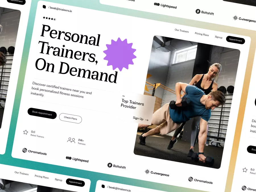 Sleek Fitness Booking Platform Design for Personal Trainers