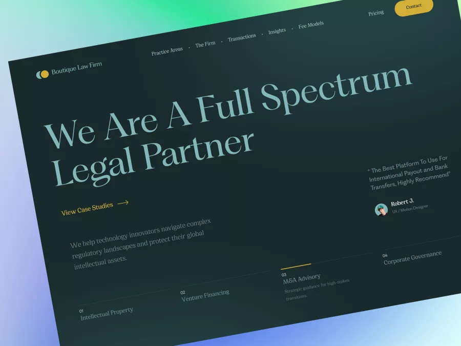 Boutique Law Firm - Law Firm Hero Section