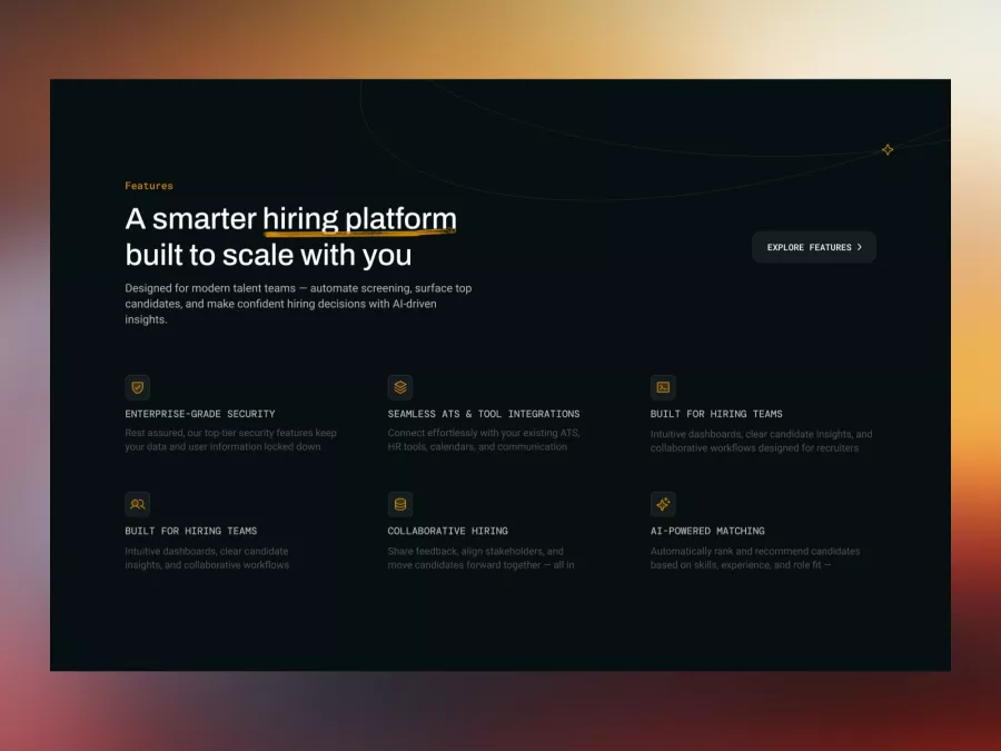 Modern Hiring Platform Feature Section Design