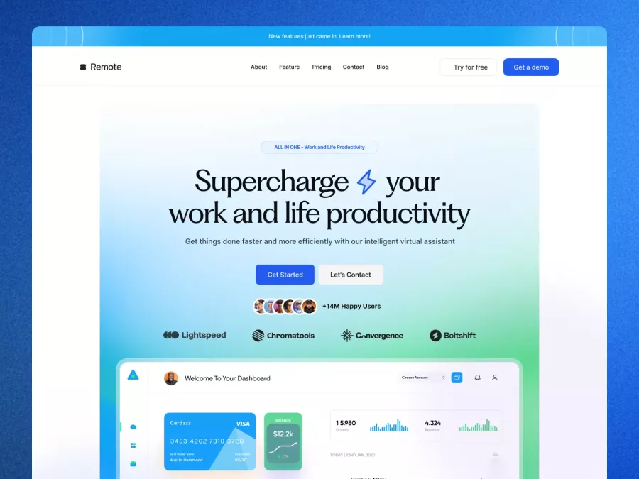 Productivity App Header Section