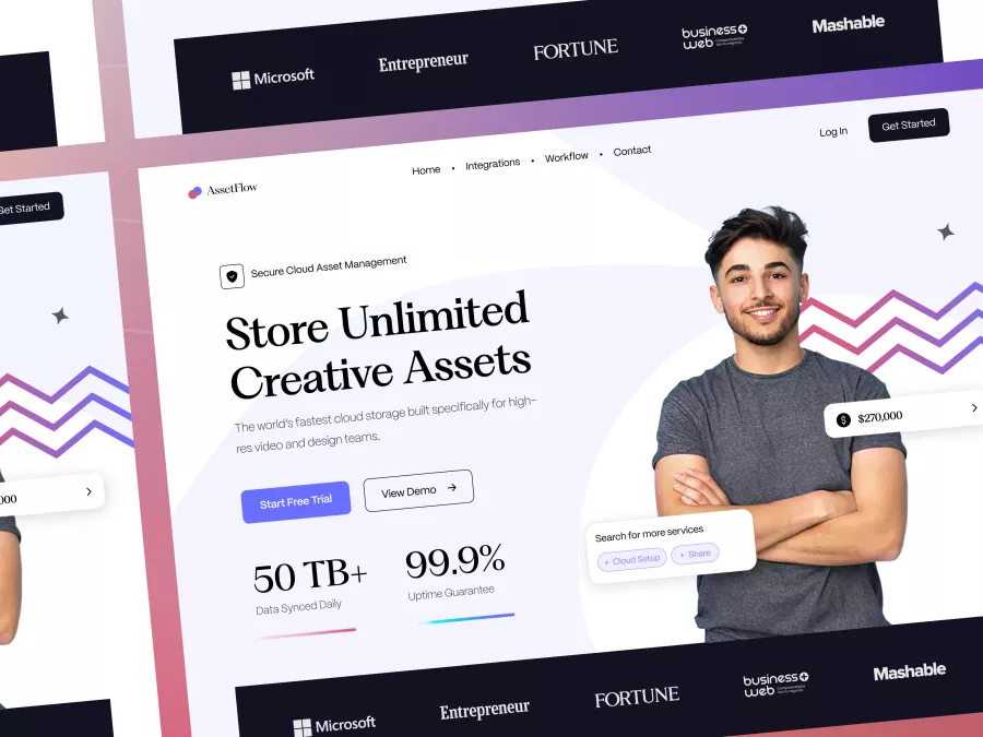 AssetFlow - SaaS Hero Section
