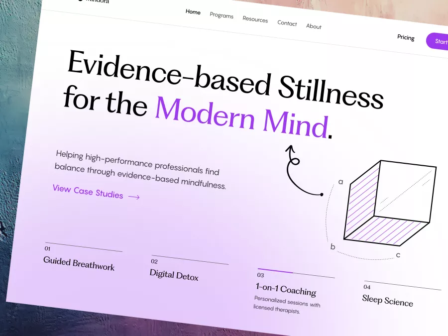 Mindora - Mental Wellness Hero Section