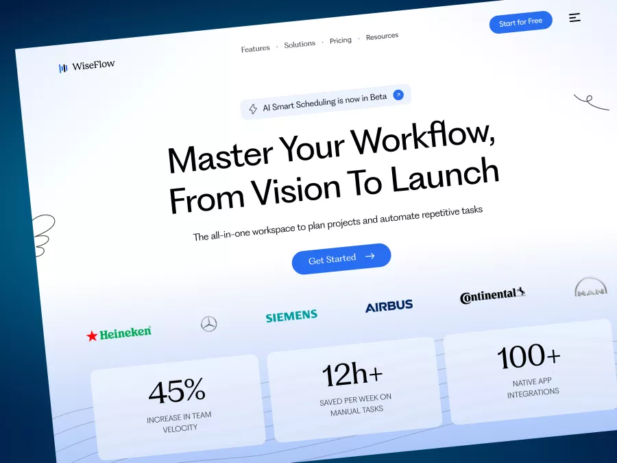 WiseFlow - SaaS Hero Section