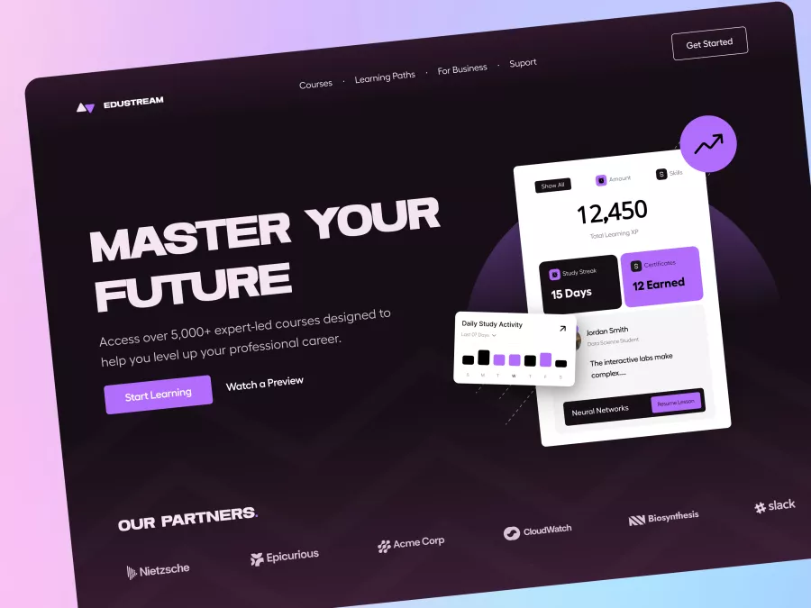 EduStream - Online Learning Platform Hero Section