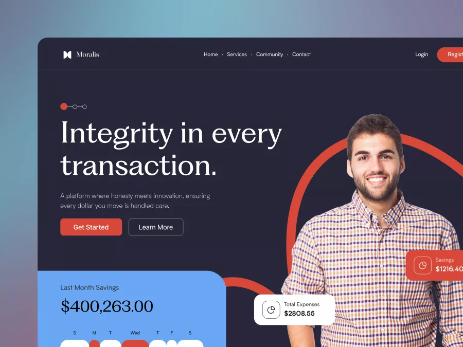 Moralis - Finance Hero Section