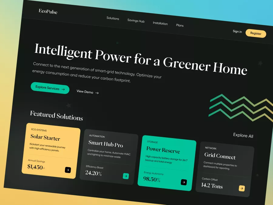 EcoPulse - Green Energy Hero Section