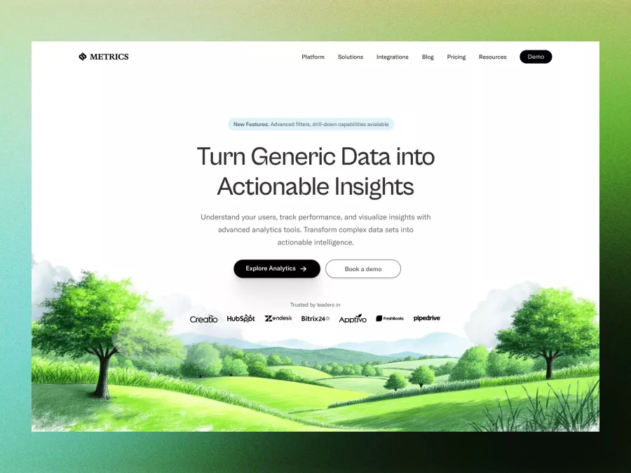 Transformative Data Analytics Landing Page Design