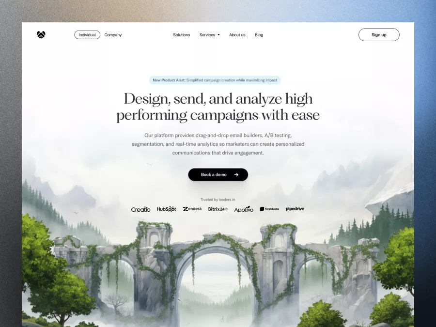 Nature-Inspired SaaS Landing Page Hero for Email Campaigns
