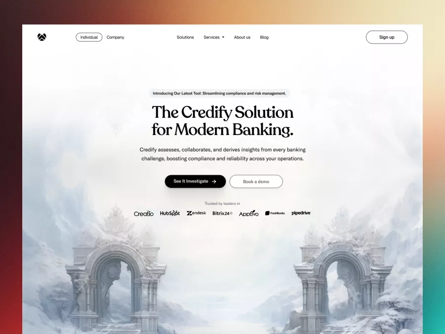 Elegant Banking Solution Web Design with Frosted Aesthetics