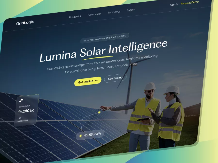 GridLogic - Renewable Energy & Smart Grid Hero Section