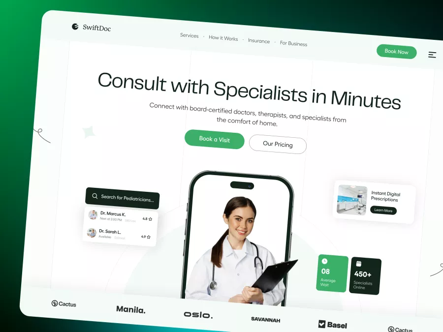 SwiftDoc - Telehealth Hero Section
