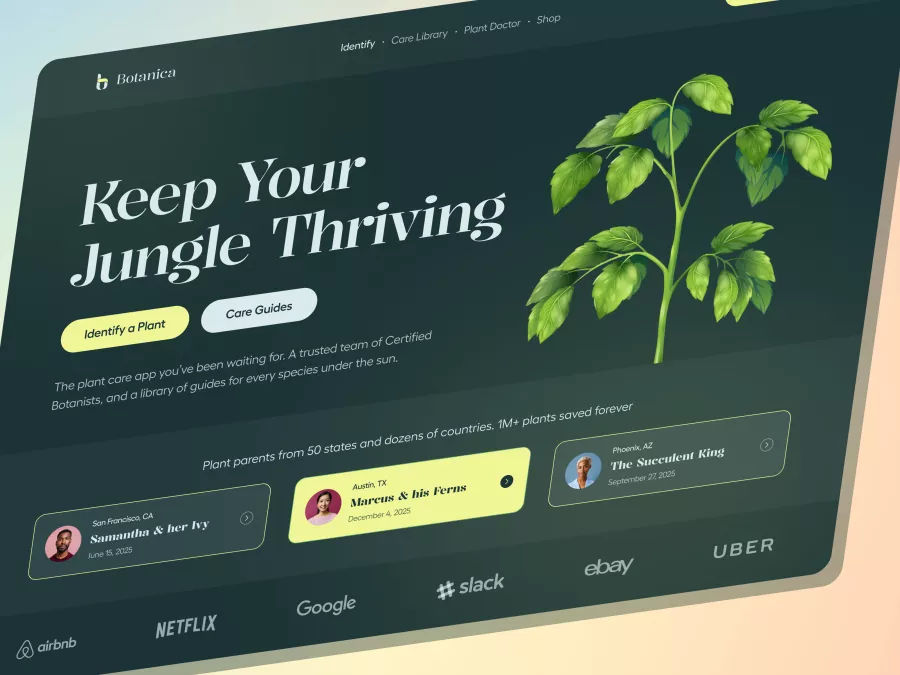 Botanica - Plant Care Hero Section