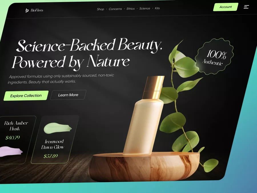 BioFlora - Eco-Conscious Skincare Hero Section