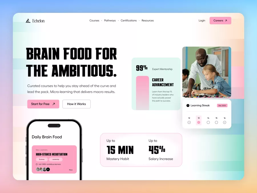 Echelon - Edtech Learning Platform Hero Section