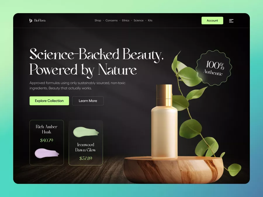 BioFlora - Eco-Conscious Skincare Hero Section