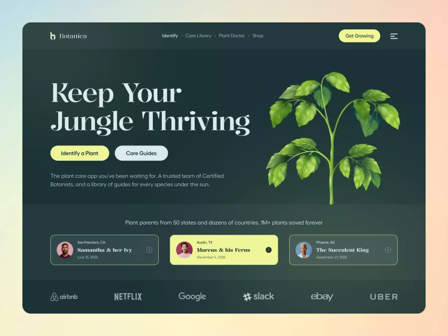 Botanica - Plant Care Hero Section