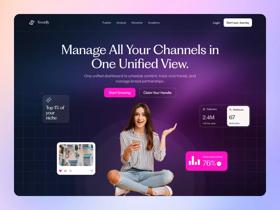 Trendly - Social Media Marketing Hero Section