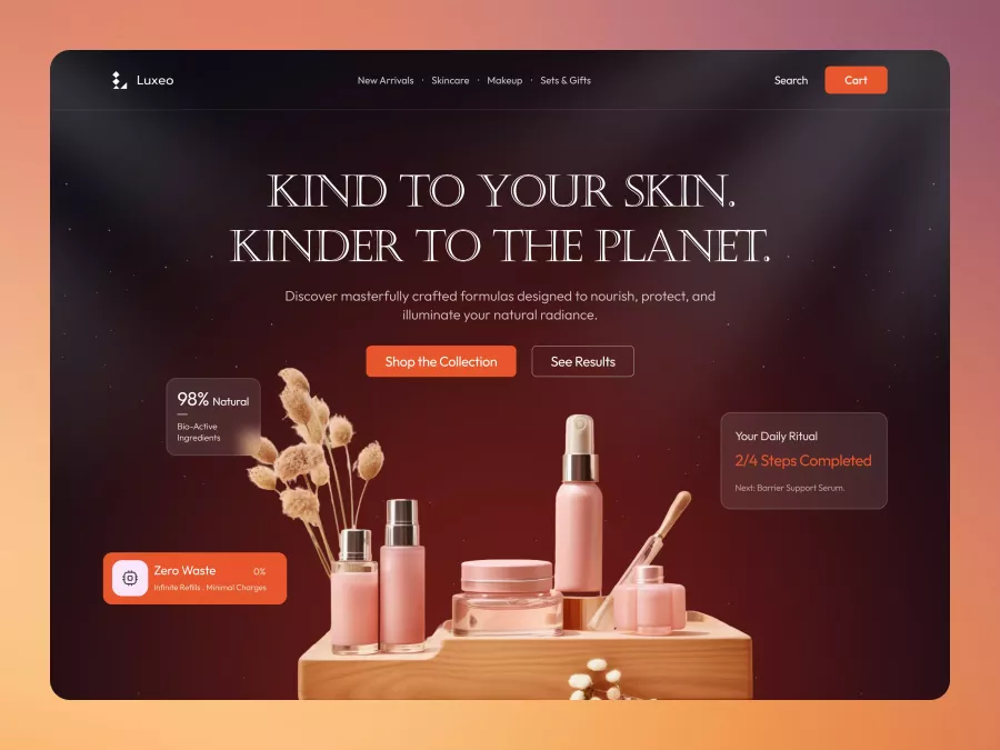 Luxeo - Skincare Products Hero Section