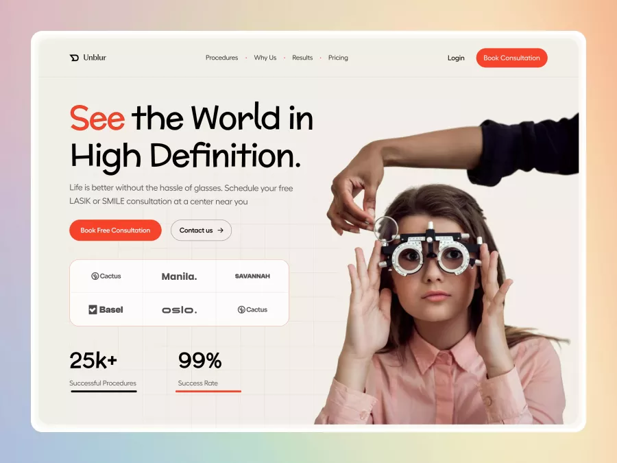 Unblur - Optics and Eye Care Hero Section