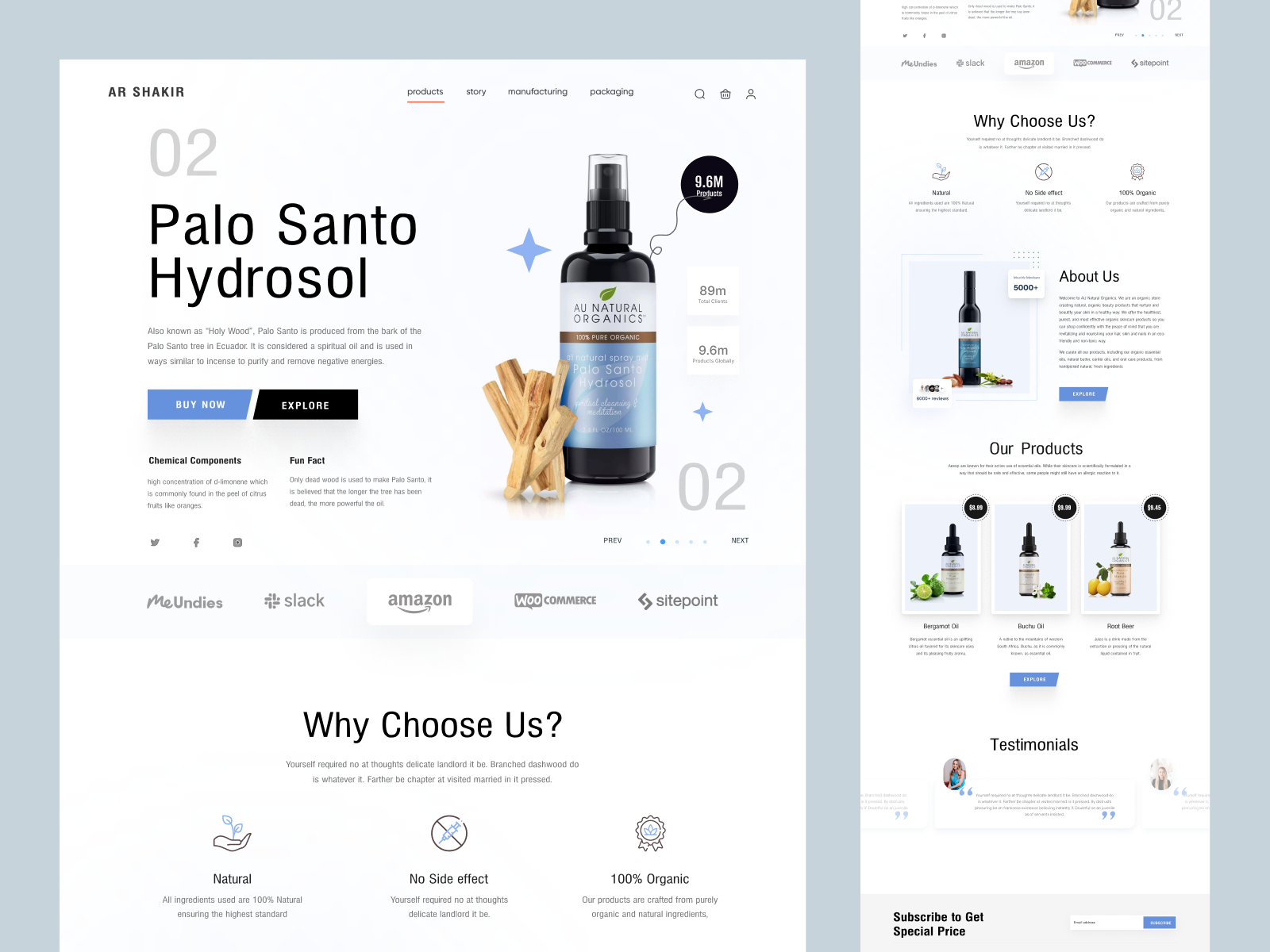 Beauty Product Palo Santo Website Design