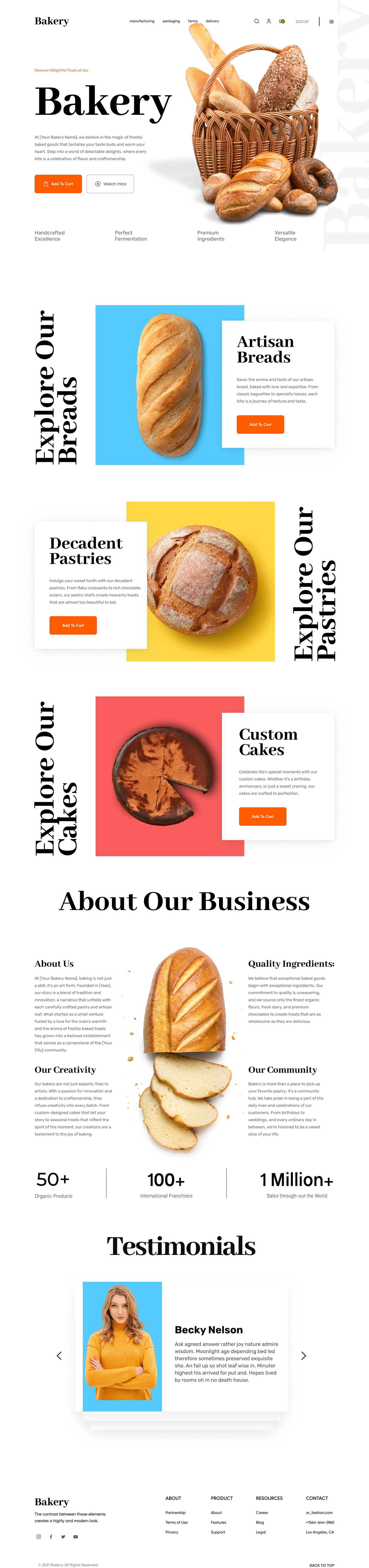 Full Preview of Bakery Shopify Store Design