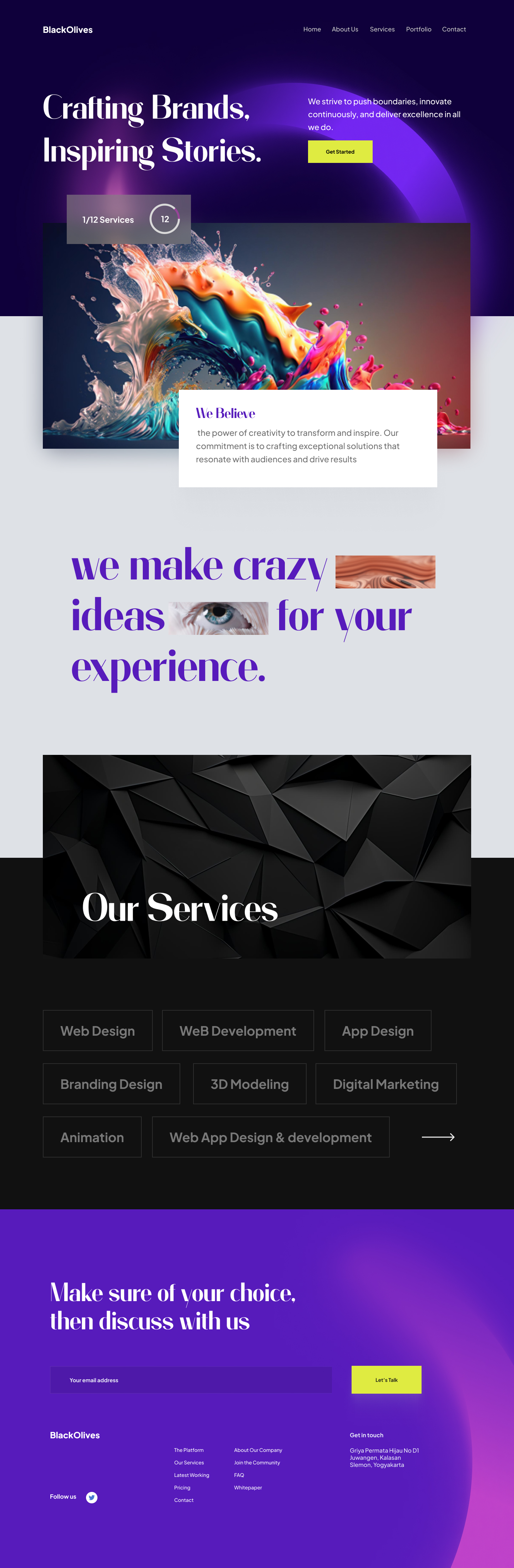 Full Preview of BlackOlives - Branding Agency Website Design
