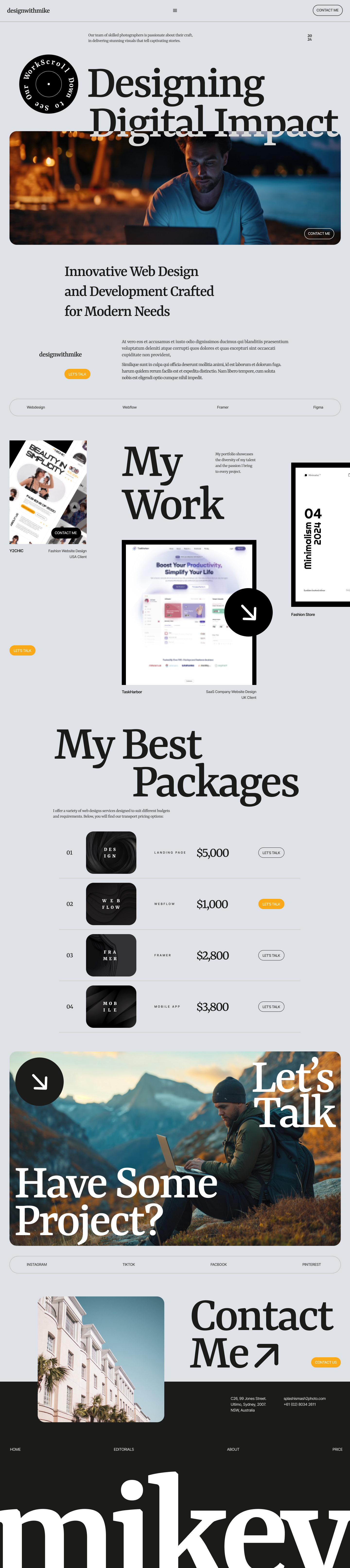 Full Preview of DesignWithMike - Freelancer Portfolio Website Design