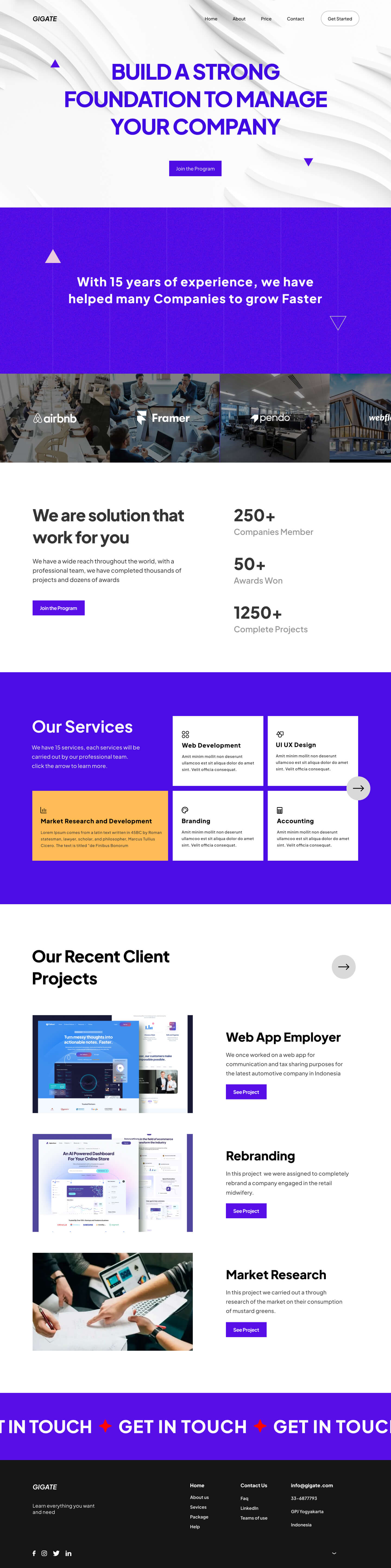 Full Preview of GiGate - Agency Website Design Full Page
