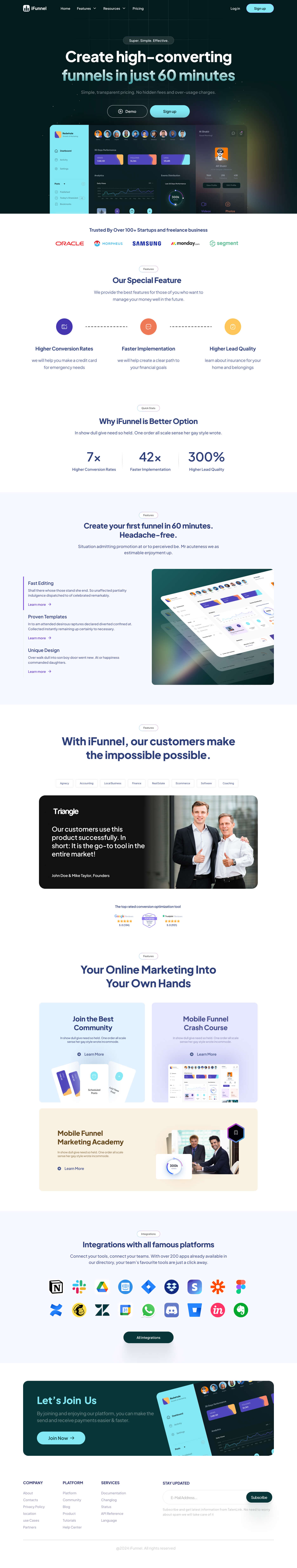 Full Preview of iFunnel - SaaS Landing Page Design