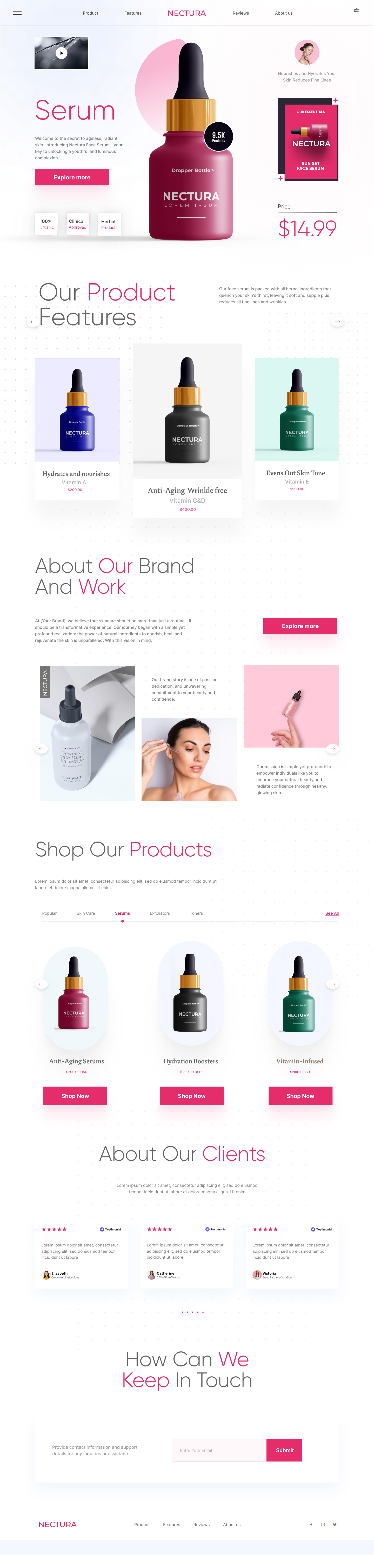 Full Preview of Nectura - Cosmetics Serum Product Website