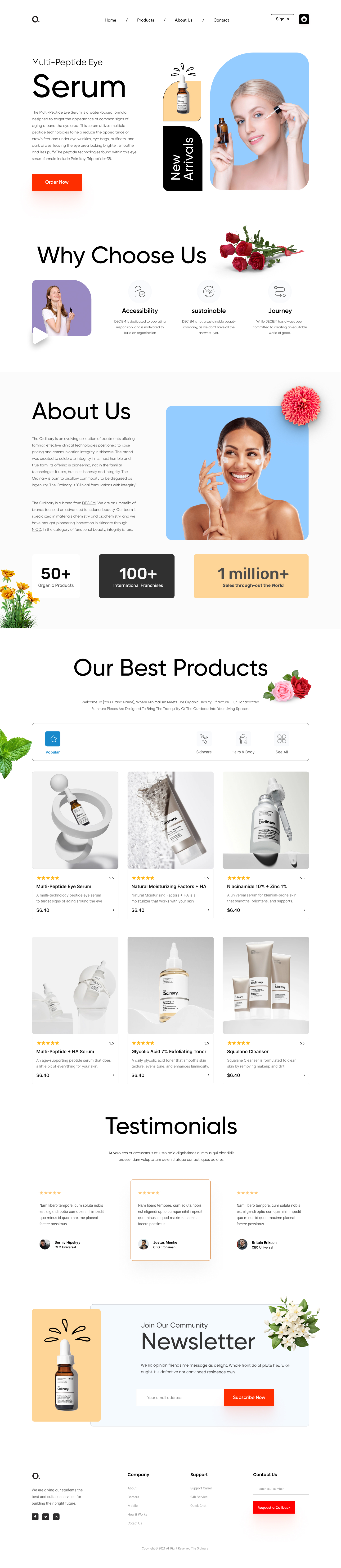 Full Preview of O. - Shopify Website Design for Beauty and Cosmetics Sotre