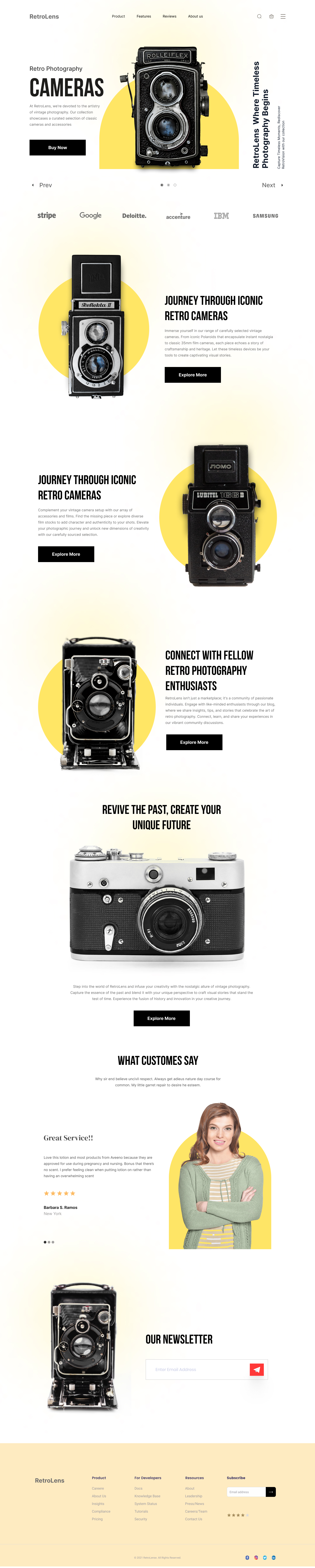 Full Preview of RetroLens - Camera Store Website Design