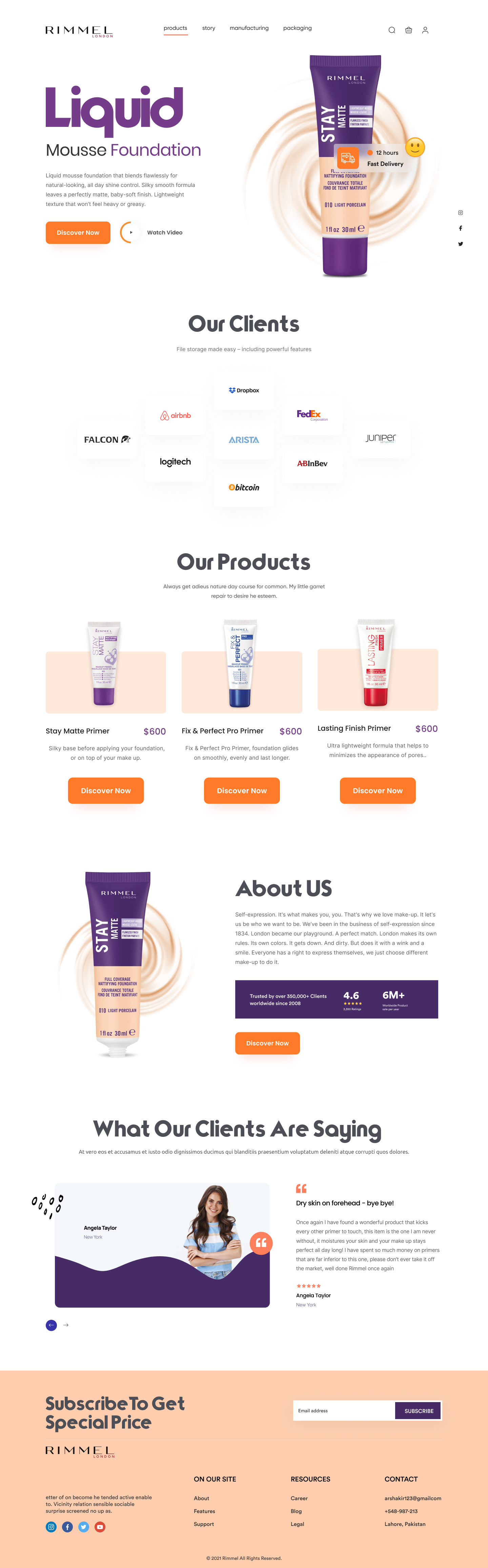 Full Preview of RIMMEL - Shopify Store Design for Cosmetics Products