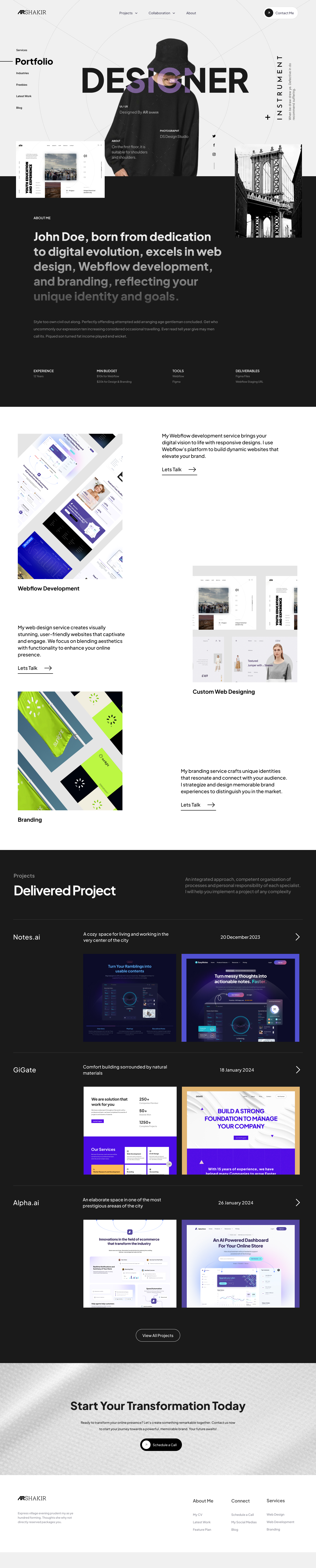 Full Preview of Shakiri - Freelancer / Agency Website Design