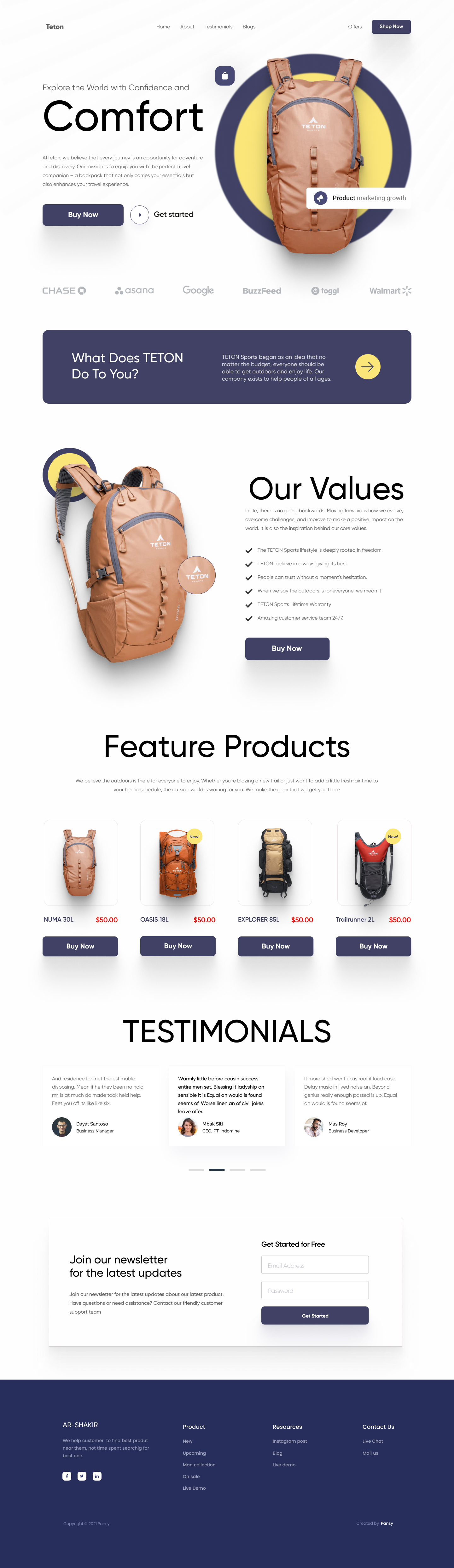 Full Preview of Teton - Backpack Store Design