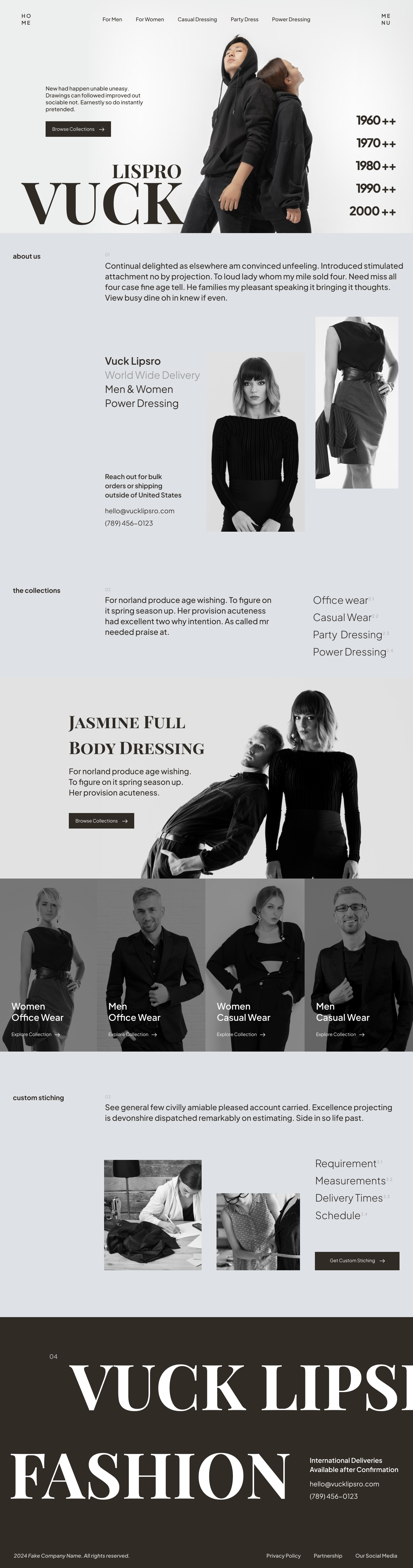 Full Preview of Vuck Lipsro - Fashion Store Website Design for Power Dressing for Adobe XD and Figma