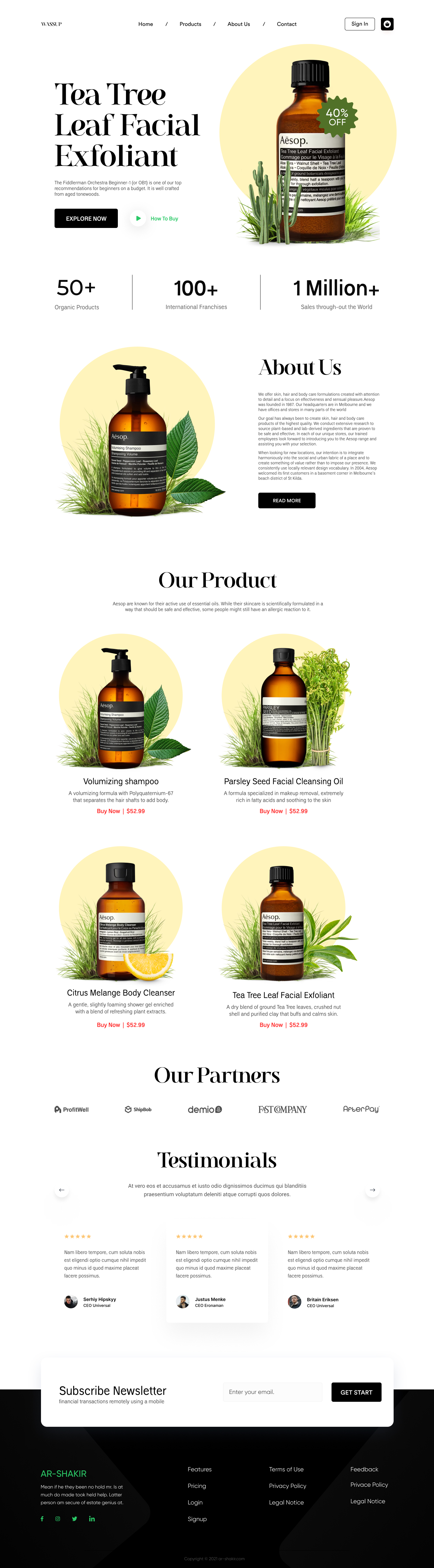 Full Preview of Wassup - Organic Tea and Coffee Shopify Store Design