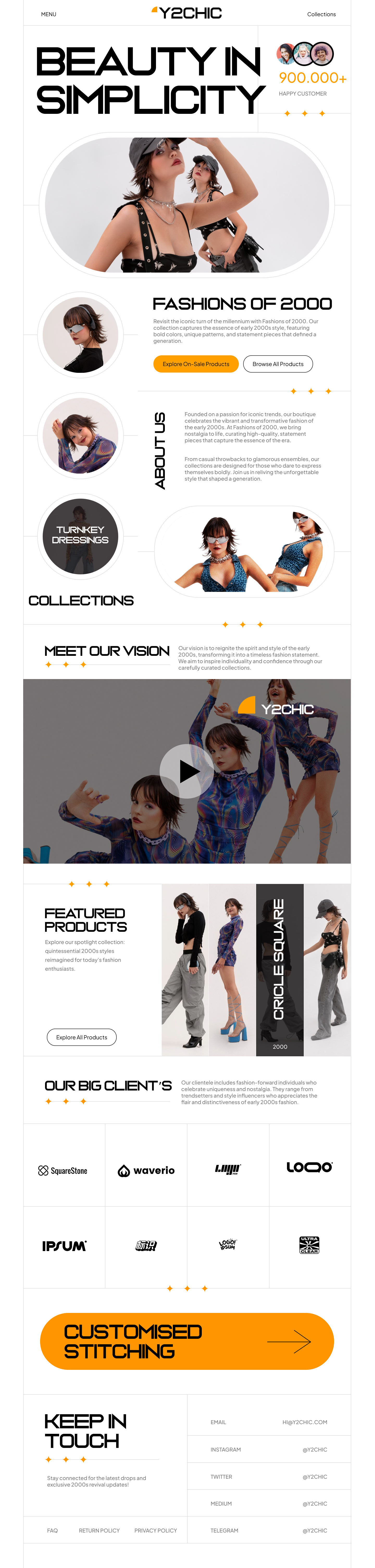 Full Preview of Y2Chic - Retro Fashion Store Website for Shopify and Woocommerce
