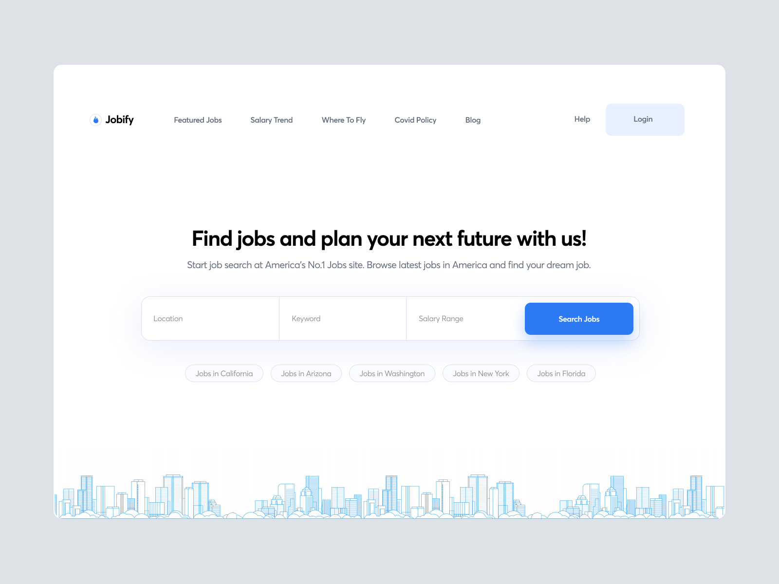 Job Search Landing Page Header