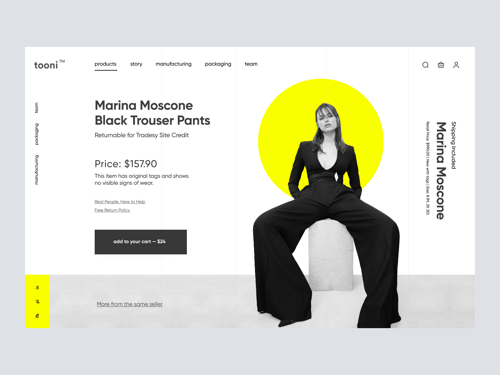 Minimal Fashion Clothing Store Product Page Design - Hero