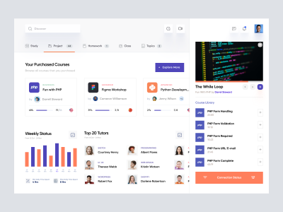 Online Learning Course Dashboard UI