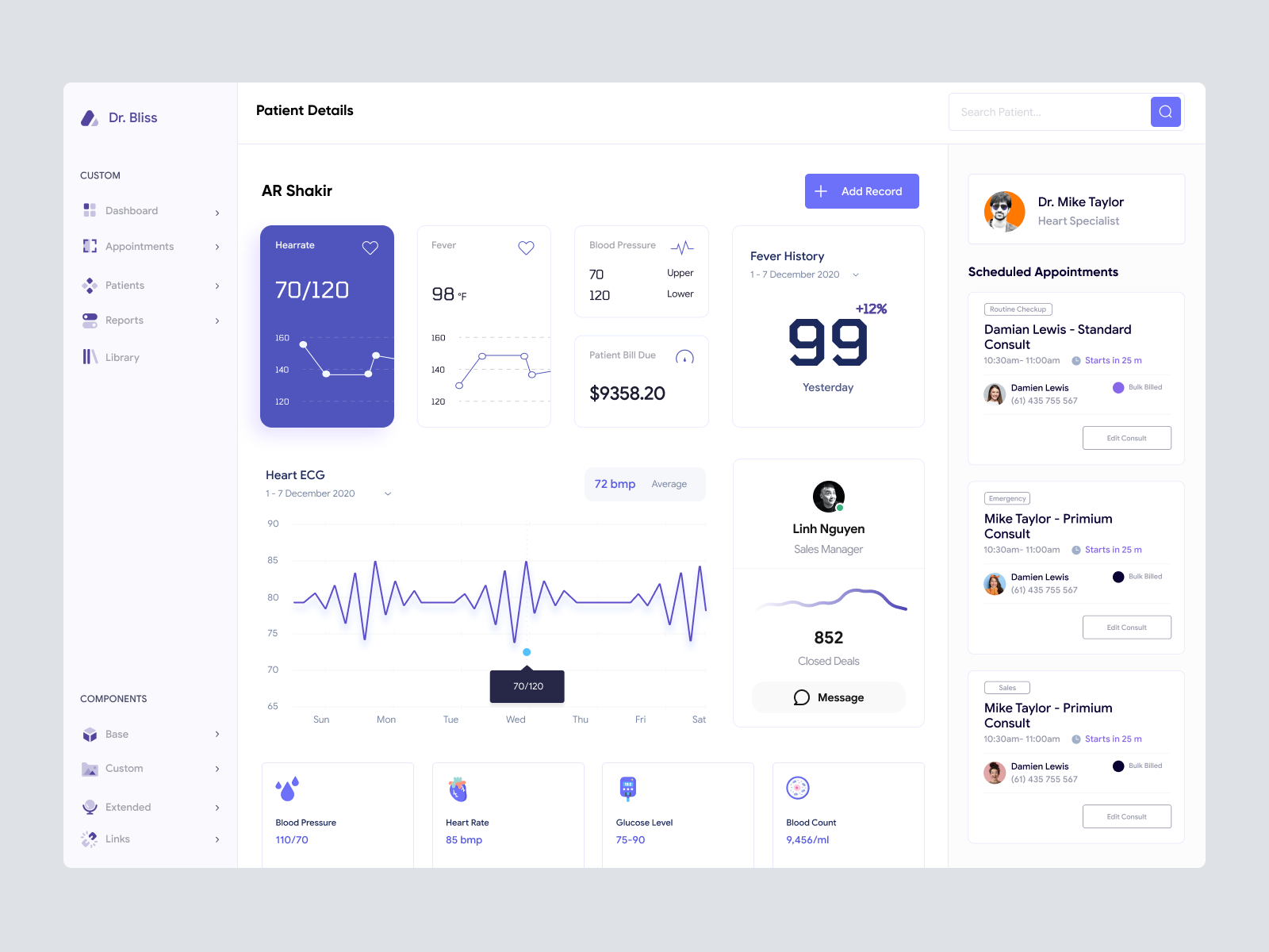 Patient Management Dashboard UI