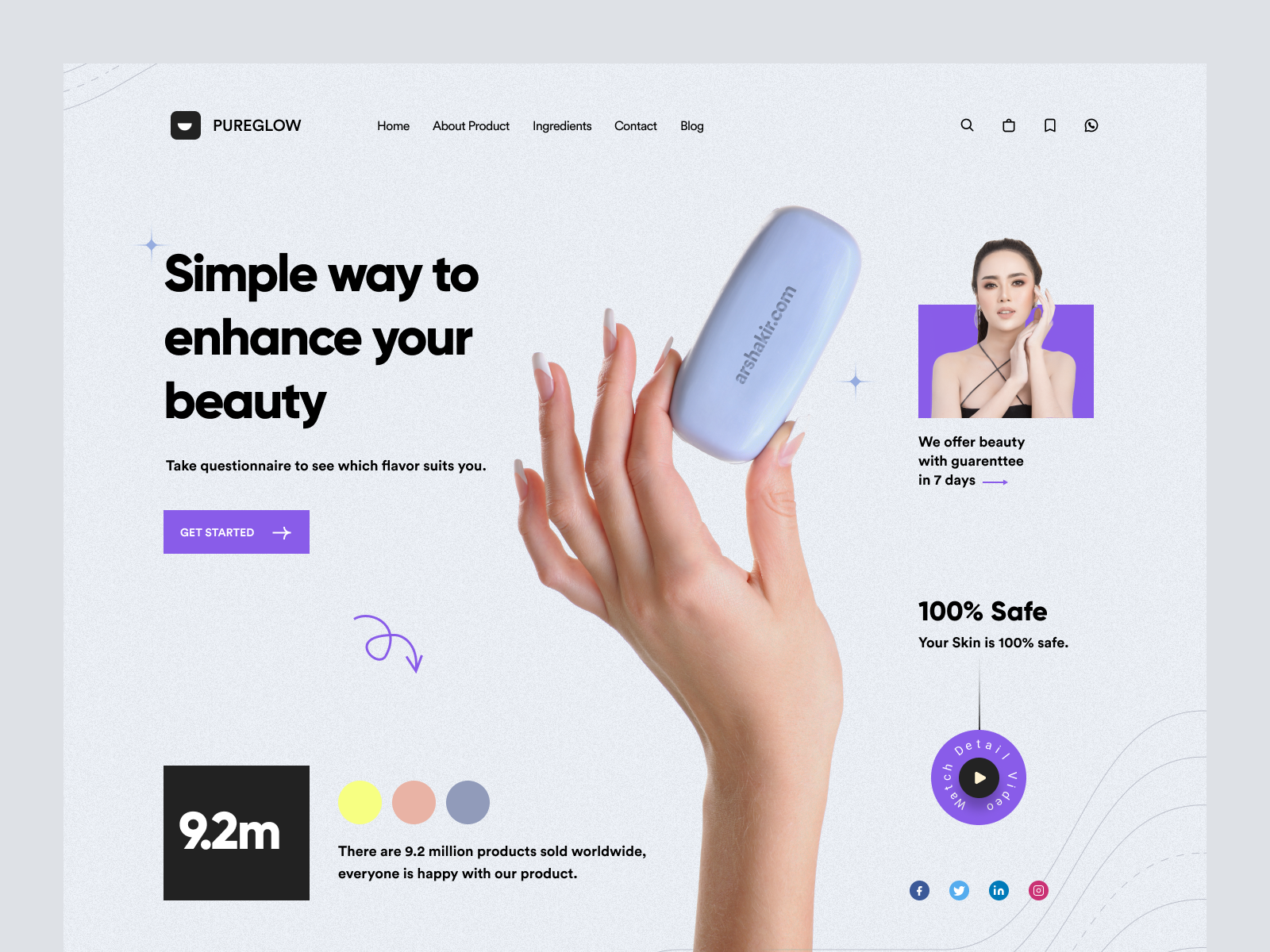 PureGlow - Shopify Store Website Header