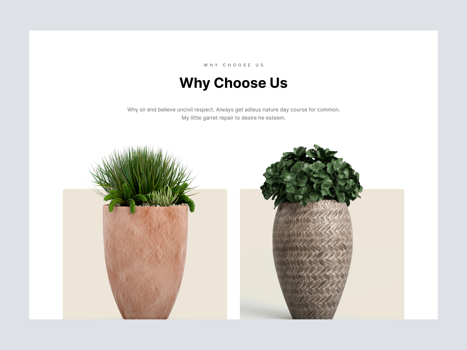 Reflect Plant pots and Vases Website - Header