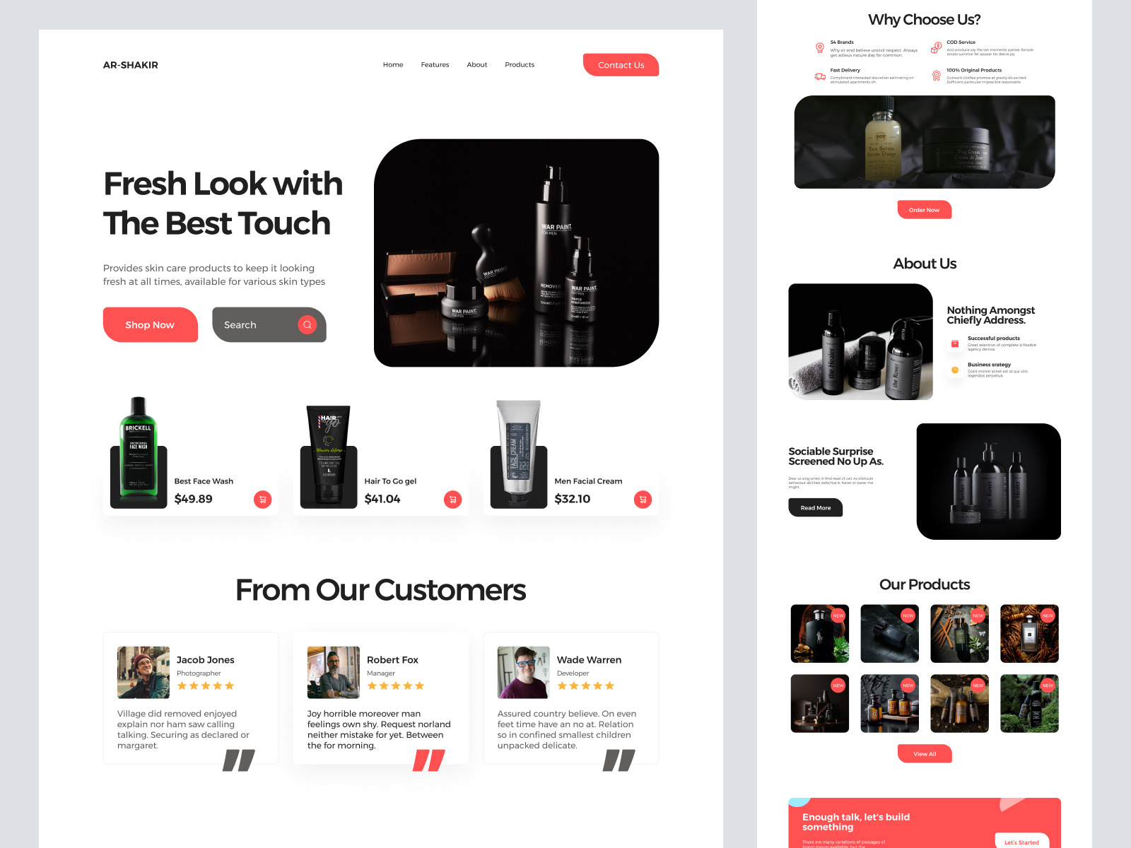 Shopify Cosmetics Store Website Design - Full Page