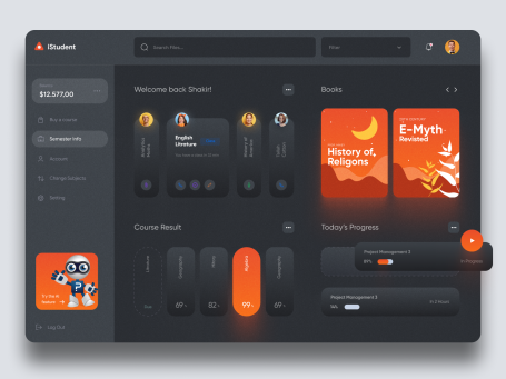 iStudy - University Dashboard UI Concept Dark Version