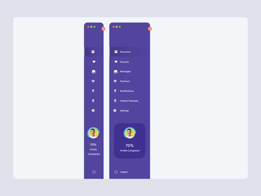 Download Dashboard Sidebar Navigation for Figma and Adobe XD